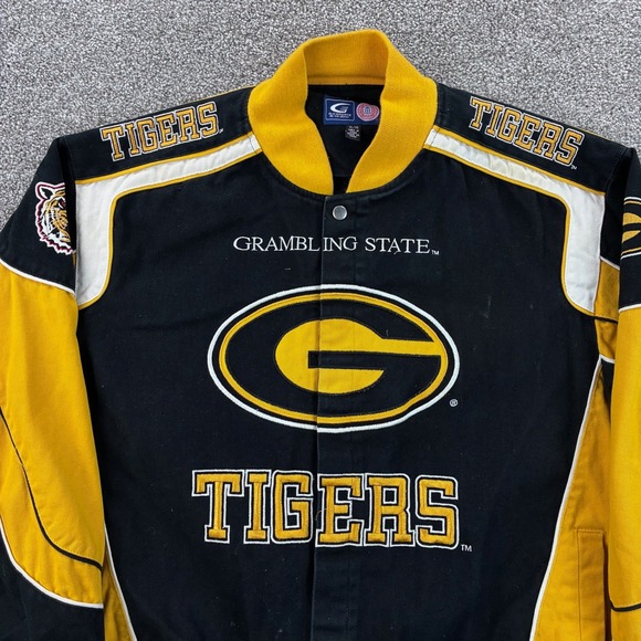 Vintage Grambling State Tigers Racing Jacket Mens XL Black Yellow College NCAA - Picture 2 of 6